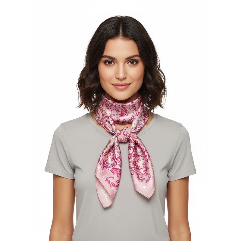 Versace Jeans Couture Rose Bloom Baroque Print Silk Scarf